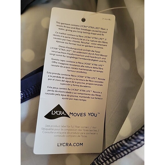 Lands' End Swim Top Navy 18W Square Neck Tankini Polka Dot 1X Underwire S490 - Picture 13 of 13